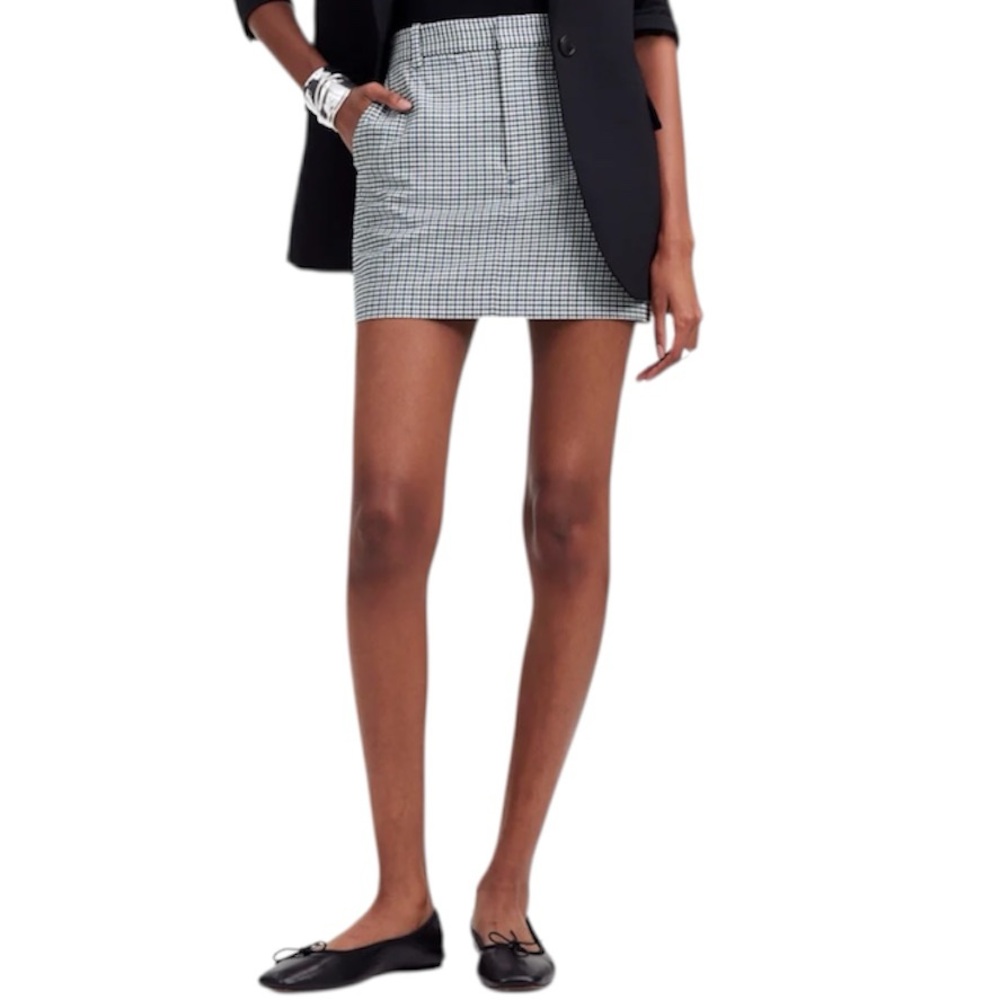 Madewell Mini Skirt Wool Blend Navy and Black Plaid Pockets Lined Women’s Size 6